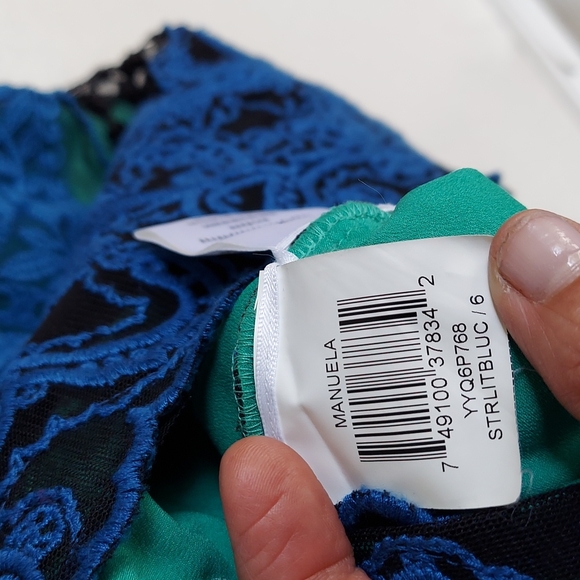 BCBG maxazria Manuela embroidered sequin lace blue/green dress size 6 - Picture 11 of 12